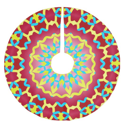 Jupon De Sapin En Polyester Brossé Noël saison rouge jaune turquoise classique motif (Devant)