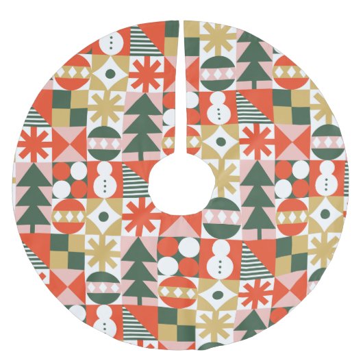 Jupon De Sapin En Polyester Brossé Noël scandinave moderne du Moyen-siècle (Devant)