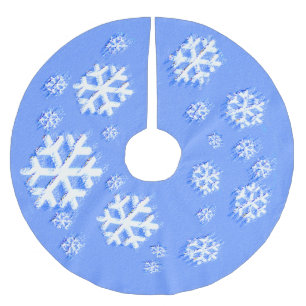Jupon De Sapin En Polyester Brossé Noël Snowflake Motif - Art original