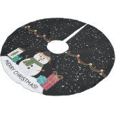 Jupon De Sapin En Polyester Brossé Noël Snowman mignon blanc et noir (Angle)