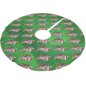 Jupon De Sapin En Polyester Brossé Noël Tigre Sur Vert (Angle)