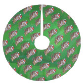 Jupon De Sapin En Polyester Brossé Noël Tigre Sur Vert (Devant)