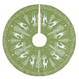 JUPON DE SAPIN EN POLYESTER BROSSÉ NOËL TREE SKIRT MCM OLIVE ET BLANC