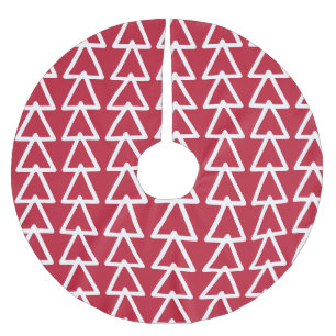 Jupon De Sapin En Polyester Brossé Noël triangulaire rouge et blanc
