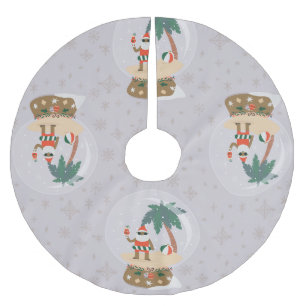 Jupon De Sapin En Polyester Brossé noël Tropical Summer neiges globe noir père Noël