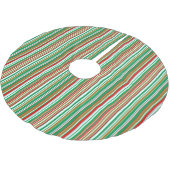 Jupon De Sapin En Polyester Brossé Noël Vacances Rouge Vert et Or Grandes (Angle)