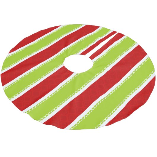 Jupon De Sapin En Polyester Brossé Noël Vacances Vert & Rouge Motif (Angle)