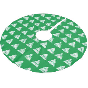 Jupon De Sapin En Polyester Brossé Noël vert et blanc neige Stars Arbres
