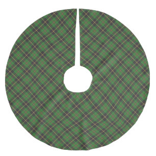 Jupon De Sapin En Polyester Brossé Noël vert noir or plaid motif classique