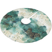 Jupon De Sapin En Polyester Brossé Noël Vert Or Blanc Arbres (Angle)