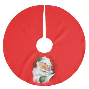 Jupon De Sapin En Polyester Brossé Noël vintage clignant de l'oeil Père Noël