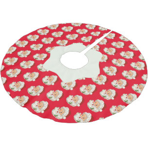 Jupon De Sapin En Polyester Brossé Noël vintage Retro Jolly Santa Claus