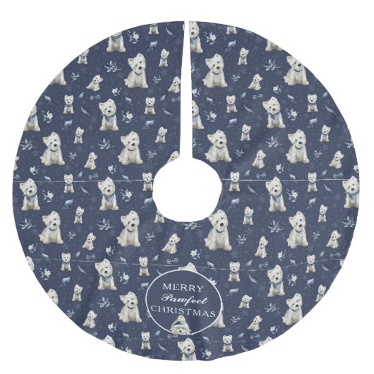 Jupon De Sapin En Polyester Brossé Noël Westie blanc (Devant)