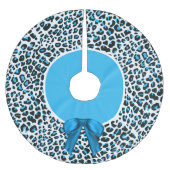 Jupon De Sapin En Polyester Brossé Noël Whimsical Blue Snow Leopard (Devant)