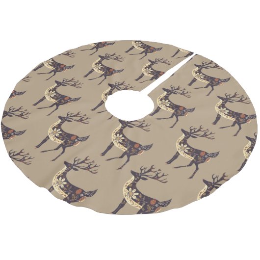 Jupon De Sapin En Polyester Brossé Noël Whimsical Brown Deer (Angle)