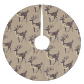 Jupon De Sapin En Polyester Brossé Noël Whimsical Brown Deer (Devant)