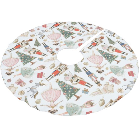 Jupon De Sapin En Polyester Brossé Noeud de ballet Noisette Noël (Angle)