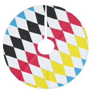 Jupon De Sapin En Polyester Brossé Noir rouge jaune Bavaria Motif Drapeau Diamant