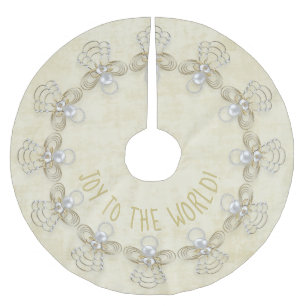 Jupon De Sapin En Polyester Brossé Nom: Crème d'ange de Noël 'Joy to the World'