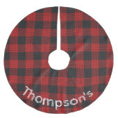 Jupon De Sapin En Polyester Brossé Nom de famille Buffalo Plaid Custom Tree Jupe (Devant)