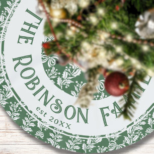 Jupon De Sapin En Polyester Brossé Nom de famille de motif de baies de houx vert vint