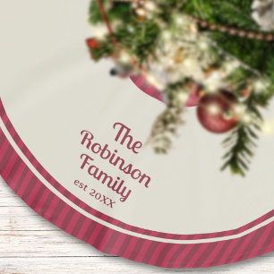 Jupon De Sapin En Polyester Brossé Nom de famille rayé rouge