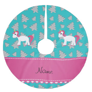 Jupon De Sapin En Polyester Brossé Nom licorne turquoise argent noël arbres
