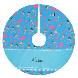 Jupon De Sapin En Polyester Brossé Nom personnalisé ciel bleu fille gymnaste coeur ét