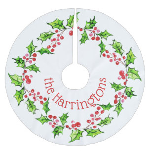 Jupon De Sapin En Polyester Brossé Nom personnalisé Jupe d'arbre de couronne de Noël