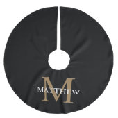 Jupon De Sapin En Polyester Brossé Nom personnalisé Monogramme noir (Devant)