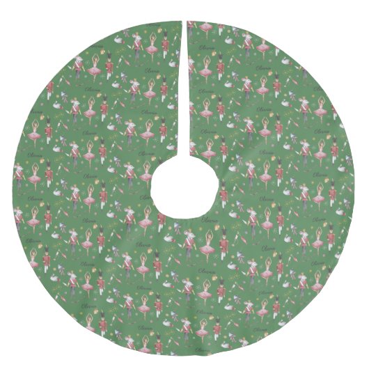 Jupon De Sapin En Polyester Brossé Nom personnalisé Nutcracker Ballet Ballerina Noël (Devant)