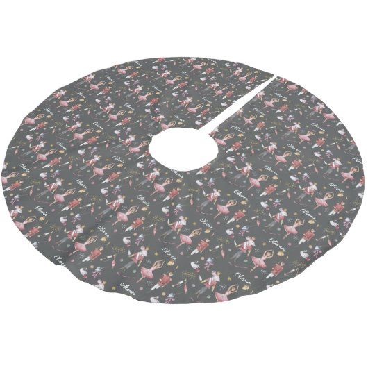 Jupon De Sapin En Polyester Brossé Nom personnalisé Nutcracker Ballet Ballerina Noël (Angle)