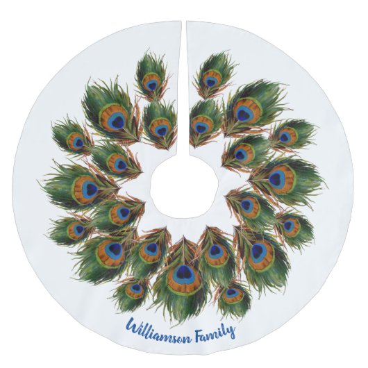 Jupon De Sapin En Polyester Brossé Nom personnalisé Peacock (Devant)