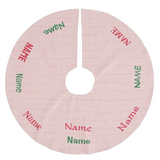 Jupon De Sapin En Polyester Brossé Noms personnalisés Jupe d'arbre de Noël (Devant)