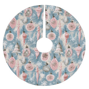 Jupon De Sapin En Polyester Brossé Nostalgie Pastel : Ornements en Verre de Style Mil