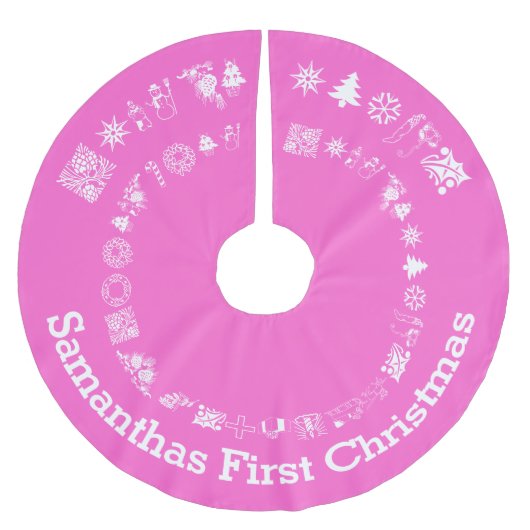 Jupon De Sapin En Polyester Brossé Nourriture personnalisée, premier Noël (Devant)