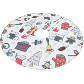 Jupon De Sapin En Polyester Brossé Nouvel An : Motif de Noël. (Angle)