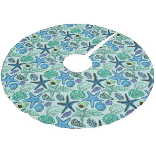 Jupon De Sapin En Polyester Brossé Nuances des coquillages et du motif bleus