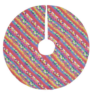 Jupon De Sapin En Polyester Brossé nuances rouges, bandes et pixels colorés
