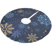 Jupon De Sapin En Polyester Brossé Nuit d'hiver : Blue Snowflake Motif. (Angle)