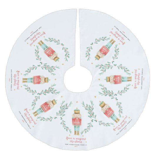 Jupon De Sapin En Polyester Brossé Nutcracker aquarelle botanique joli Noël (Devant)