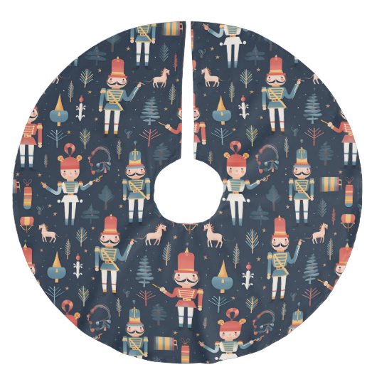 Jupon De Sapin En Polyester Brossé Nutcracker Marine Blue Motif Christmas Tree Jupe (Devant)