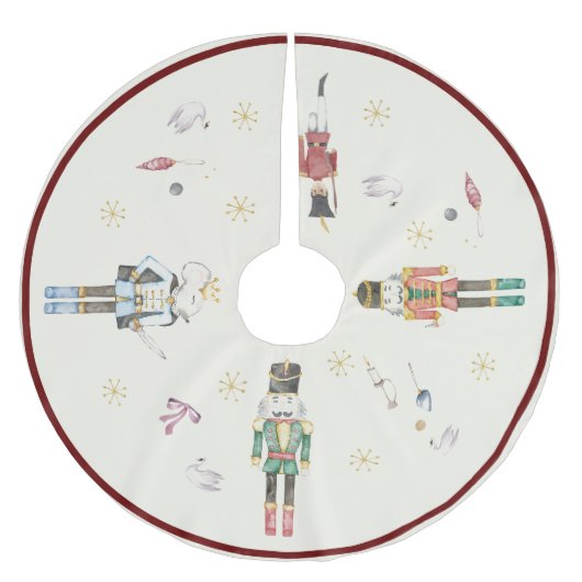 Jupon De Sapin En Polyester Brossé Nutcrackers Aquarelle Thème Noël (Devant)