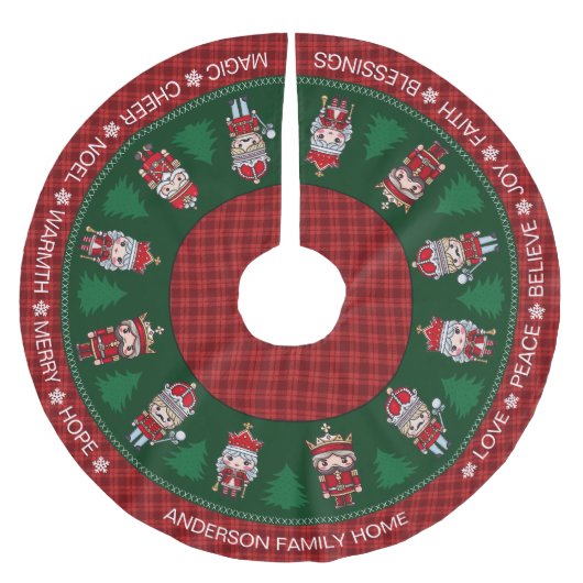 Jupon De Sapin En Polyester Brossé Nutcrakers Rouge et Vert Tarte Noël (Devant)