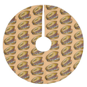 Jupon De Sapin En Polyester Brossé NYC Jewish Deli Bagel Capers Lox Crème Fromage