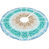 Jupon De Sapin En Polyester Brossé Océan bleu et Mandala Turquoise (Angle)