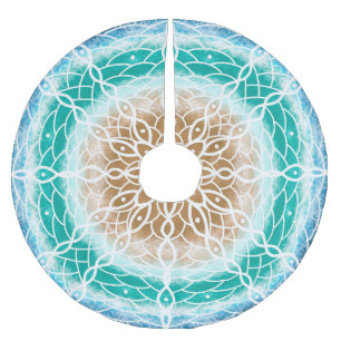 Jupon De Sapin En Polyester Brossé Océan bleu et Mandala Turquoise