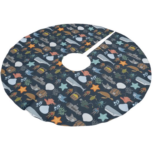 Jupon De Sapin En Polyester Brossé Océan Habitants Motif 1 (Angle)