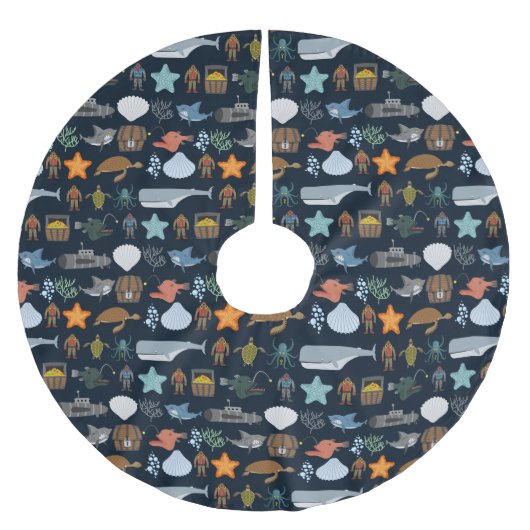 Jupon De Sapin En Polyester Brossé Océan Habitants Motif 1 (Devant)