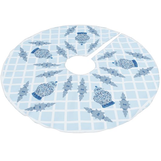 Jupon De Sapin En Polyester Brossé Oeuf Blue Chinoiserie Ginger Jar Jars (Angle)